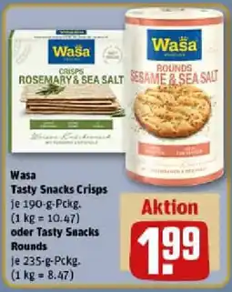 REWE Wasa Tasty Snacks Crisps oder Tasty Snacks Rounds Angebot