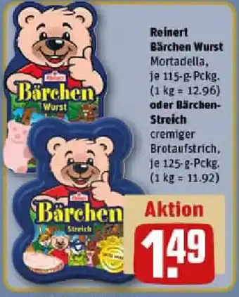 REWE Reinert Bärchen Wurst oder Bärchen Streich Angebot