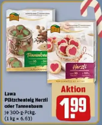 REWE Lawa Plätzchenteig Herzli oder Tannenbaum Angebot