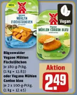 REWE Rügenwalder Vegane Mühlen Fischstäbchen oder Vegane Mühlen Cordon bleu Angebot