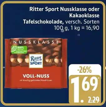 Edeka Ritter Sport Nussklasse oder Kakaoklasse Tafelschokolade Angebot