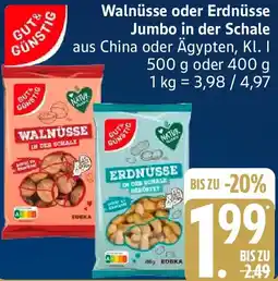 Edeka GUT & GÜNSTIG Walnüsse oder Erdnüsse Jumbo in der Schale Angebot