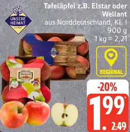 Edeka UNSERE HEIMAT Tafeläpfel z.B. Elstar oder Wellant Angebot
