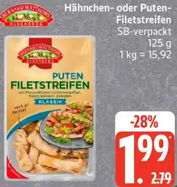 Edeka Bernard Matthews Hähnchen- oder Puten Filetstreifen Angebot