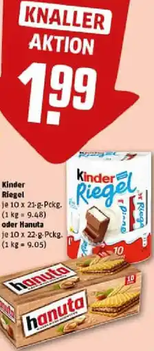 REWE Kinder Riegel oder Hanuta Angebot