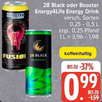 Edeka 28 Black oder Booster Energy4Life Energy Drink Angebot
