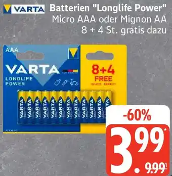 Edeka VARTA Batterien "Longlife Power" Angebot