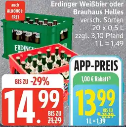 Edeka Erdinger Weißbier oder Brauhaus Helles Angebot
