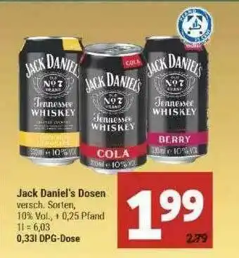 Marktkauf Jack Daniel's Dosen Angebot