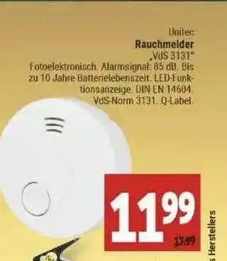 Marktkauf Unitec Rauchmelder „vds 3131“ Angebot