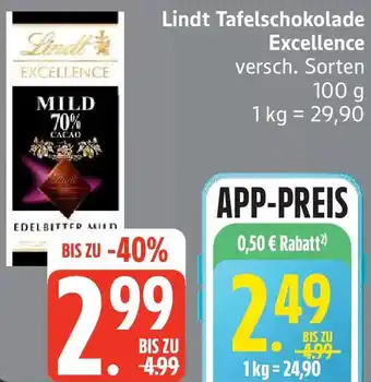 Edeka Lindt Tafelschokolade Excellence Angebot