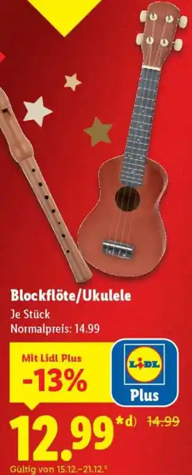 Lidl Blockflöte/Ukulele Angebot