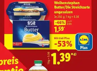 Lidl Weihenstephan Butter/Die Streichzarte ungesalzen Angebot