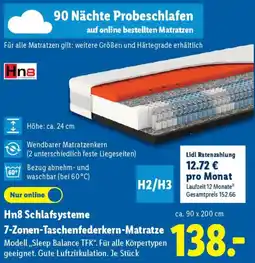 Lidl Hn8 Schlafsysteme 7-Zonen-Taschenfederkern-Matratze Angebot