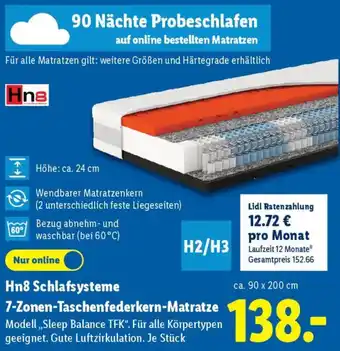 Lidl Hn8 Schlafsysteme 7-Zonen-Taschenfederkern-Matratze Angebot