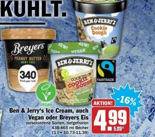 Ben & Jerry's Ice Cream, Auch Vegan Oder Breyers Eis Angebot bei Hit