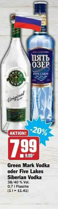 Hit Green Mark Vodka Oder Five Lakes Siberian Vodka Angebot