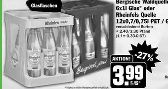 Hit Bergische Waldquelle Glas Oder Rheinfels Quelle Angebot