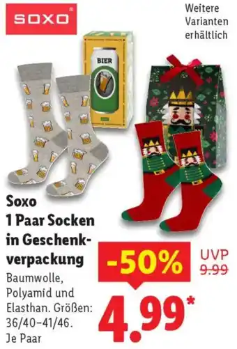 Lidl Soxo 1 Paar Socken in Geschenkverpackung Angebot