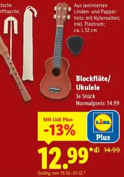 Lidl Blockflöte/ Ukulele Angebot
