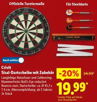 Lidl Crivit Sisal-Dartscheibe mit Zubehör Angebot