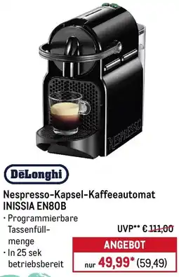 METRO DeLonghi Nespresso-Kapsel-Kaffeeautomat INISSIA EN80B Angebot