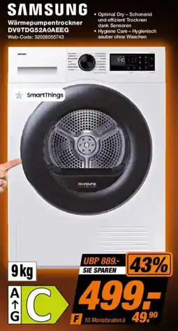 Expert SAMSUNG Wärmepumpentrockner DV9TDG52A0AEEG Angebot
