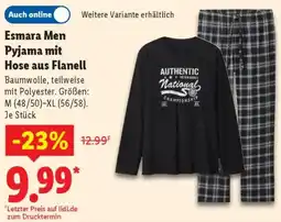 Lidl Esmara Men Pyjama mit Hose aus Flanell Angebot