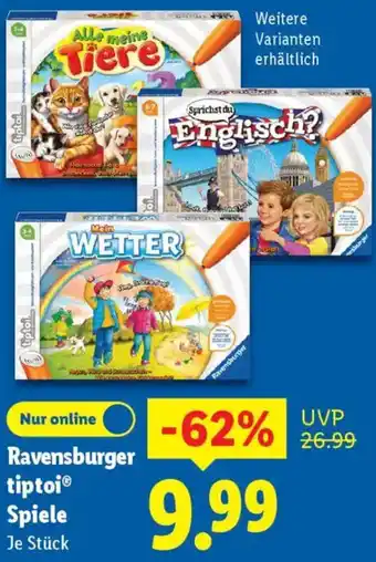 Lidl Ravensburger tiptoi Spiele Angebot
