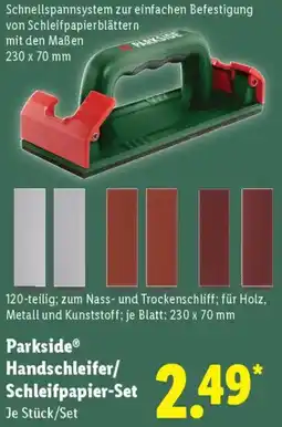 Lidl Parkside Handschleifer/ Schleifpapier-Set Angebot