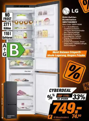 Expert LG Kühl-Gefrier-Kombination GBV7280BEV Angebot