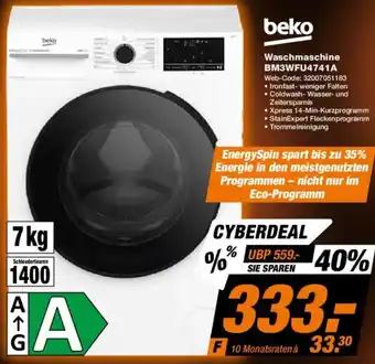 Expert beko Waschmaschine BM3WFU4741A Angebot