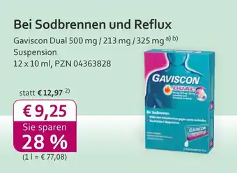 Mea Gaviscon dual 500 mg / 213 mg / 325 mg suspension Angebot