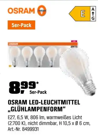 OBI Osram led-leuchtmittel glühlampenform Angebot
