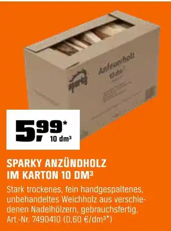 OBI Sparky anzündholz im karton Angebot