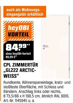 OBI Cpl zimmertür gl222 arctic-weiß Angebot