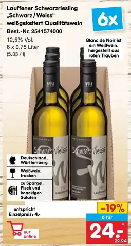 Netto Marken-Discount Lauffener schwarzriesling schwarz/weiss Angebot