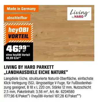 OBI Living by haro parkett landhausdiele eiche nature Angebot