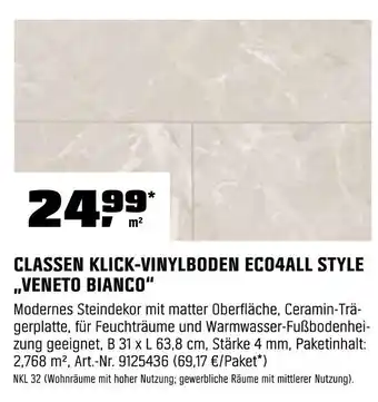 OBI Classen klick-vinylboden eco4all style veneto bianco Angebot