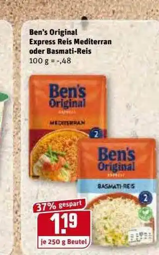 REWE Kaufpark Ben's Original Express Reis Mediterran Oder Basmati-reis Angebot