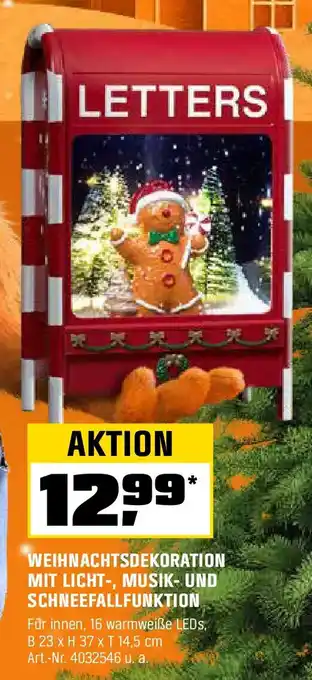 OBI Weihnachtsdekoration mit licht-, musik- und schneefallfunktion Angebot