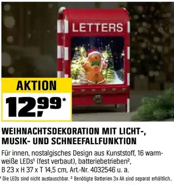 OBI Weihnachtsdekoration mit licht-, musik- und schneefallfunktion Angebot