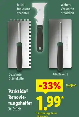 Lidl Parkside renovierungshelfer gezahnte glättekelle Angebot
