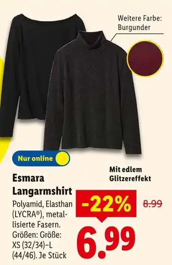 Lidl Esmara langarmshirt Angebot