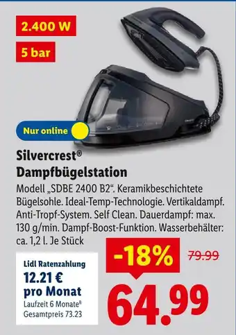 Lidl Silvercrest dampfbügelstation modell „sdbe 2400 b2“ Angebot