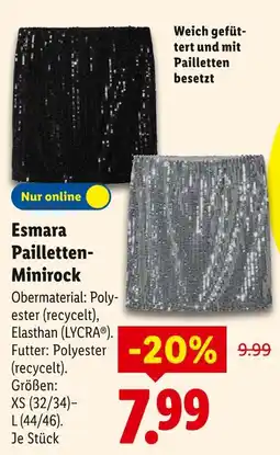 Lidl Esmara pailletten-minirock Angebot