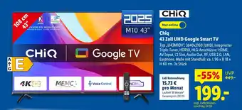Lidl Chiq 43 zoll uhd google smart tv Angebot