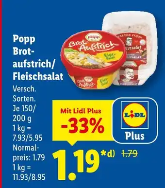 Lidl Popp brotaufstrich Angebot