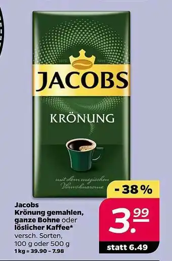 NETTO Jacobs Krönung Gemahlen, Ganze Bohne Oder Löslicher Kaffee Angebot