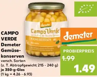 Kaufland CAMPO VERDE Demeter Gemüse- konserven Angebot